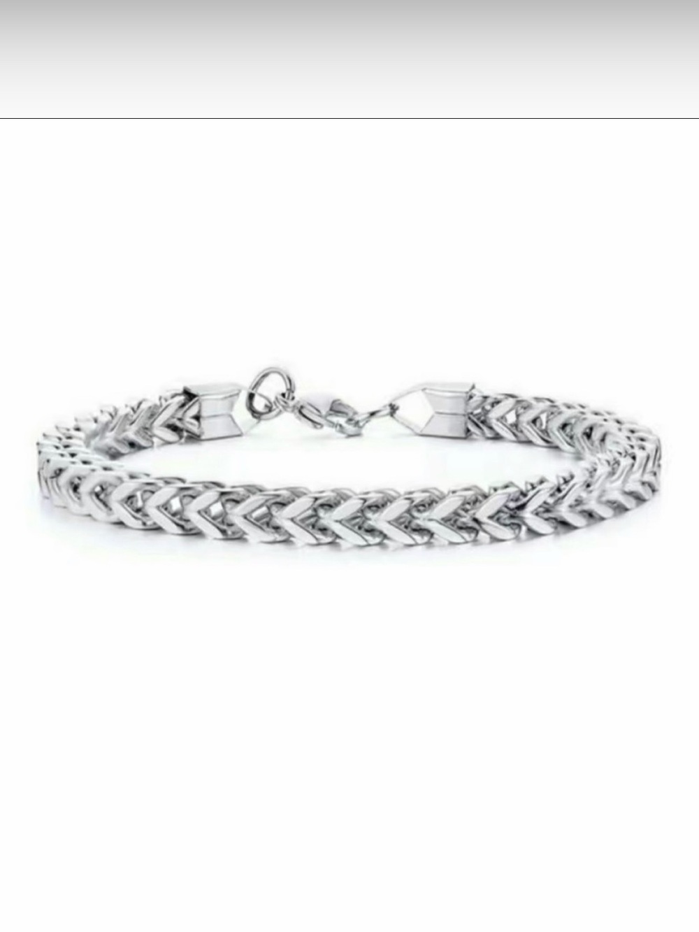 NWT Men’s Stainless Steel Franco Foxtail Chain Bracelet Silver V-Link